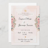 ピンク結婚式招待状カードluxyデザイン 招待状 (正面/裏面)