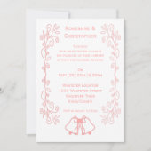 ピンク結婚式招待状ベルズスクロール 招待状 (正面)