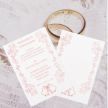ピンク結婚式招待状ベルズスクロール