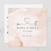 ピンク結婚式招待状日付の保存 招待状 (正面/裏面)