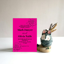 ピンク結婚式招待状/シンプル&ロマンチック 招待状