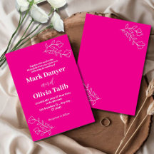 ピンク結婚式招待状 | ロマンチック結婚フローラ