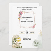 ピンク結婚式招待状 招待状 (正面/裏面)