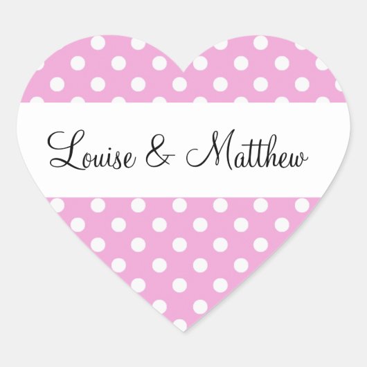 ピンク結婚水玉模様ズY190 ハートシール (正面)