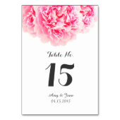 ピンク結婚牡丹のテーブルカード牡丹3 テーブルナンバー (裏面)