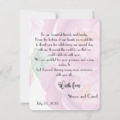 ピンク結婚牡丹サンキューカード サンキューカード (裏面)