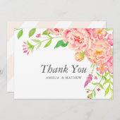 ピンク結婚牡丹 サンキューカード (正面/裏面)