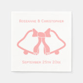 ピンク結婚色のナプキンベルとリボン スタンダードカクテルナプキン (正面)