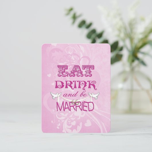 ピンク結婚色のハト 招待状 (スタンド正面)