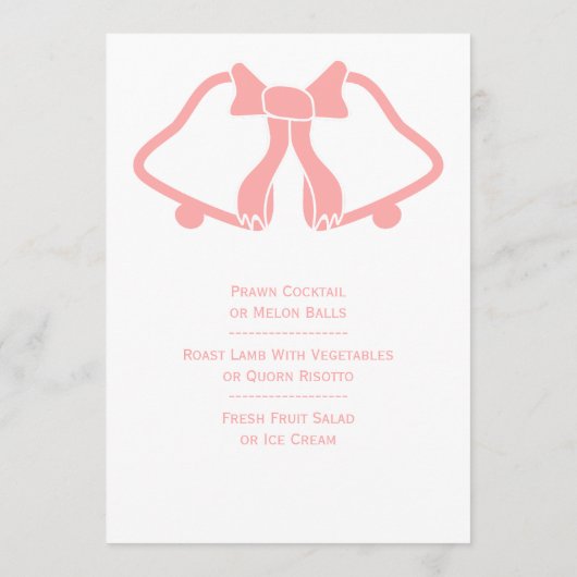 ピンク結婚色のメニューベルとリボン メニュー (裏面)