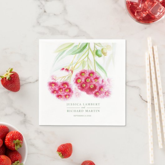 ピンク結婚色の赤いグミの水の色カスタム色 スタンダードカクテルナプキン (インサイチュ)