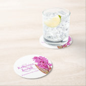 ピンク結婚色の野生の蘭の水色 ラウンドペーパーコースター (インサイチュ)