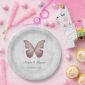 ピンク結婚蝶紙プレート ペーパープレート (パーティー)