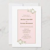 ピンク結婚金ゴールド 招待状 (正面)