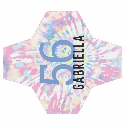 ピンク絞り染めチームジャージー番号と名前 サッカーボール (フラット)