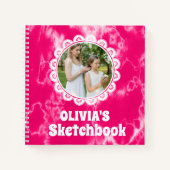 ピンク絞り染めパーソナライズされたクリスマスキッズ写真 ノートブック (正面)