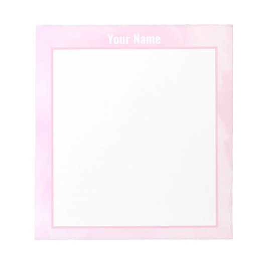 ピンク絞り染めパーソナライズされたメモ帳 ノートパッド (正面)