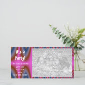 ピンク絞り染めパーティの招待状フォトカード (スタンド正面)