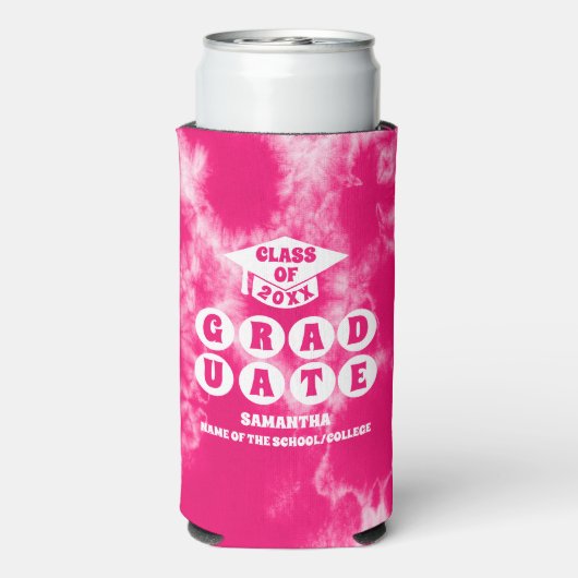 ピンク絞り染め卒業パーティー スリム缶クーラー (Seltzer裏面)