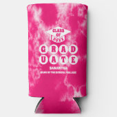 ピンク絞り染め卒業パーティー スリム缶クーラー (正面)