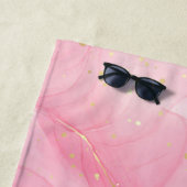 ピンク絵を描とグリッターのパタパーソナライズされたーン ビーチタオル (インサイチュ)