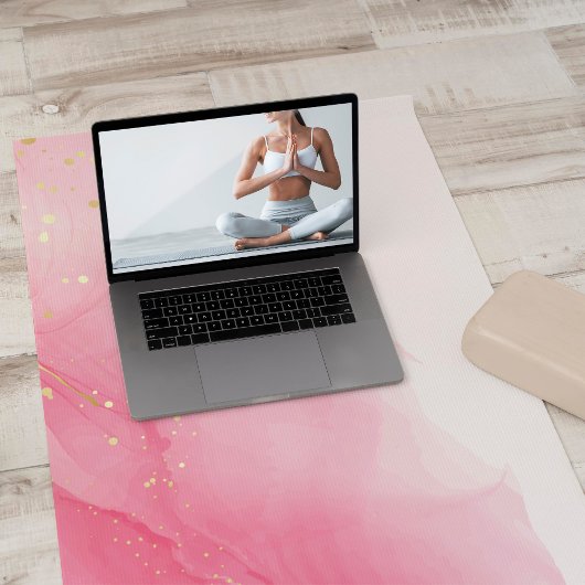 ピンク絵を描とグリッターのパタパーソナライズされたーン ヨガマット