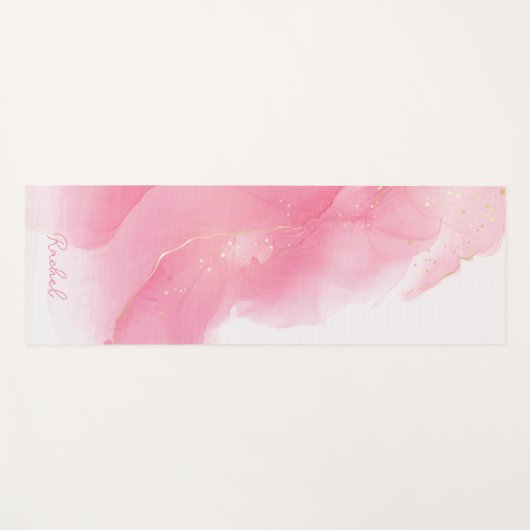 ピンク絵を描とグリッターのパタパーソナライズされたーン ヨガマット (正面(横))