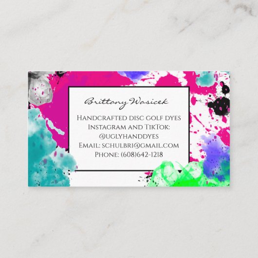 ピンク絵を描とブラックの斑点 名刺 (裏面)