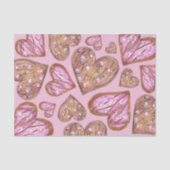 ピンク絵を描にかわいい手のハート型クッキー 薄葉紙 (正面)