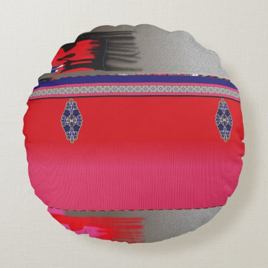 ピンク絵を描のドレスを着た女性の一種 ラウンドクッション (正面)