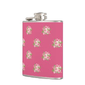ピンク絵を描のバラ模様 フラスク (左)