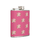 ピンク絵を描のバラ模様 フラスク (右)
