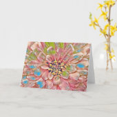 ピンク絵を描のフラワーアートノートカード カード (黄色い花)