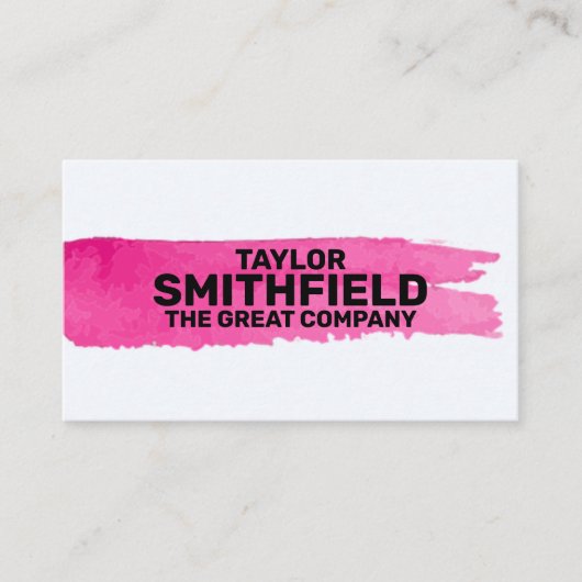 ピンク絵を描のブラシ線 名刺 (正面)