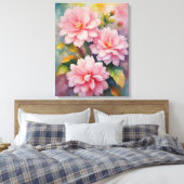 ピンク絵を描の花のフルカラー キャンバスプリント (インサイチュ (寝室))