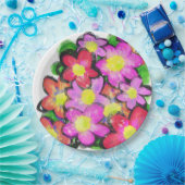 ピンク絵を描の花 ペーパープレート (パーティー)