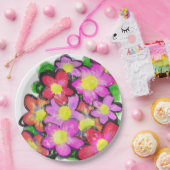 ピンク絵を描の花 ペーパープレート (パーティー)