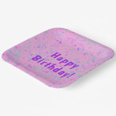 ピンク絵を描の（ばちゃばちゃ）跳ねる誕生日プレート ペーパープレート (傾斜あり)