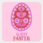 ピンク絵を描ク伝統的ライナイースター卵 スクエアシール (正面)