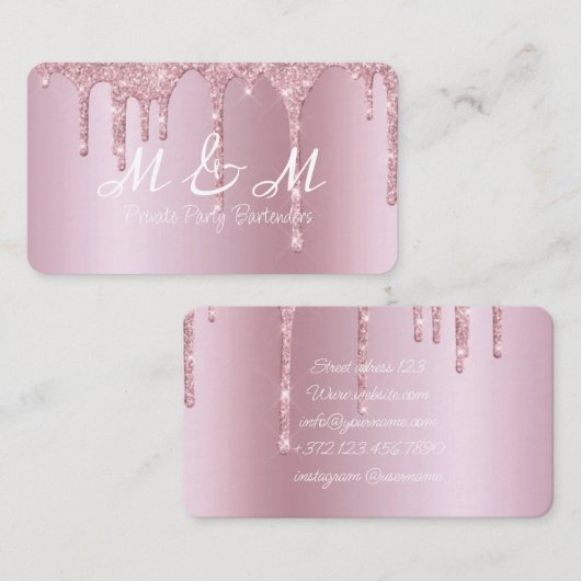 ピンク絵を描グリッタードリップ液勾配 名刺 (正面/裏面)