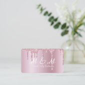 ピンク絵を描グリッタードリップ液勾配 名刺 (スタンド正面)