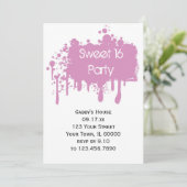 ピンク絵を描ス・スウィート16誕生日パーティー 招待状 (スタンド正面)