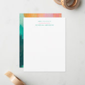 ピンク絵を描ティール（緑がかった色）個人文房具 ノートカード (正面/裏面インサイチュ)