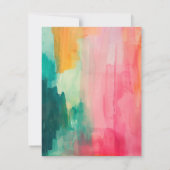 ピンク絵を描ティール（緑がかった色）個人文房具 ノートカード (裏面)