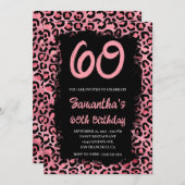 ピンク絵を描ヒョウブラック60誕生日 招待状 (正面/裏面)