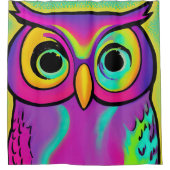 ピンク絵を描フクロウ シャワーカーテン (正面)