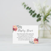 ピンク絵を描フローラ表示ブライダルシャワーギフトラベル エンクロージャーカード (スタンド正面)