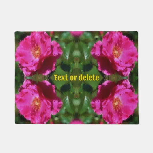ピンク絵を描ローズの花パーソナライズされた画 ドアマット (正面)