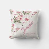 ピンク絵を描ローズ クッション (正面)