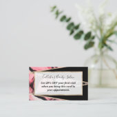 ピンク絵を描大理石ブラックジオメトリック三角形 割引カード (スタンド正面)